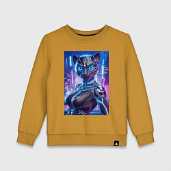 Свитшот хлопковый детский Cyber panter - ai art fantasy, цвет: горчичный