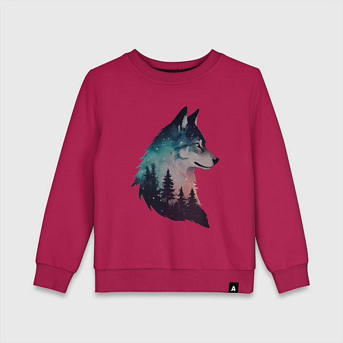 Детский свитшот Волк силуэт / Маджента – фото 1
