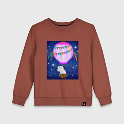 Свитшот хлопковый детский Белый медведь на воздушном шаре, цвет: кирпичный