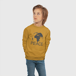 Свитшот хлопковый детский Peace the world, цвет: горчичный — фото 2