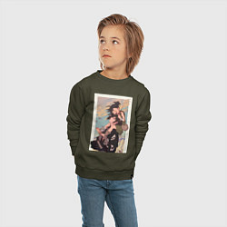 Свитшот хлопковый детский Хяккимару Дороро воин, цвет: хаки — фото 2