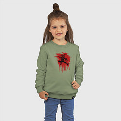 Свитшот хлопковый детский Жуткий Шут танцует в красных брызгах, цвет: авокадо — фото 2