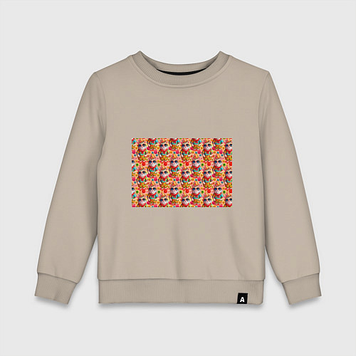 Детский свитшот Коты и летний вайб паттерн / Миндальный – фото 1