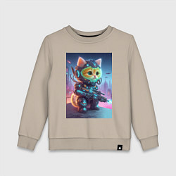 Свитшот хлопковый детский Cool kitten - special cyberforces, цвет: миндальный