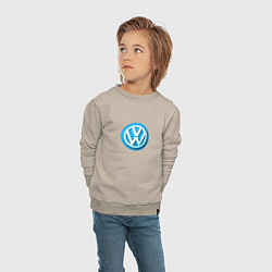 Свитшот хлопковый детский Volkswagen logo blue, цвет: миндальный — фото 2