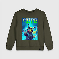 Свитшот хлопковый детский Pikachu - nightmare ai art fantasy, цвет: хаки
