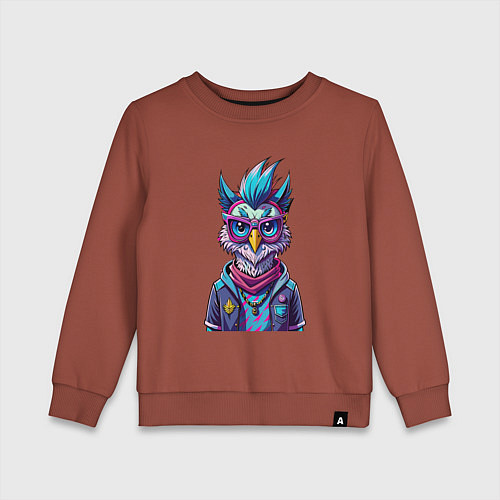 Детский свитшот Стильная сова / Кирпичный – фото 1