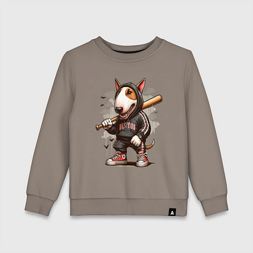 Детский свитшот Bully with a baseball bat - ai art fantasy / Утренний латте – фото 1
