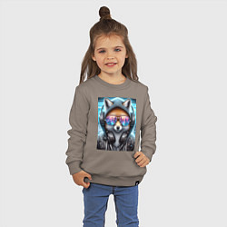 Свитшот хлопковый детский Urban fox - ai art, цвет: утренний латте — фото 2