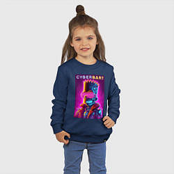 Свитшот хлопковый детский Cyber Bart - neon glow ai art fantasy, цвет: тёмно-синий — фото 2
