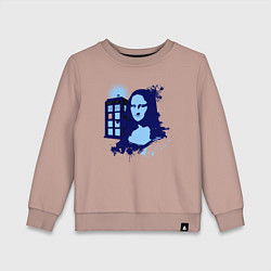 Свитшот хлопковый детский Тардис и Джоконда, цвет: пыльно-розовый