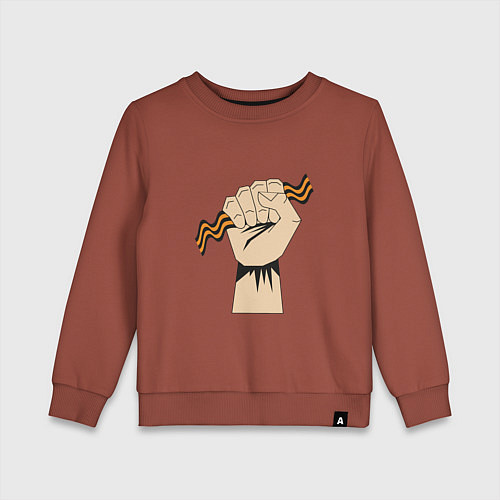 Детский свитшот День победы - 9 мая: Георгиевская ленточка / Кирпичный – фото 1