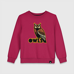 Свитшот хлопковый детский Owls, цвет: маджента