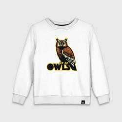 Свитшот хлопковый детский Owls, цвет: белый