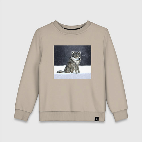 Детский свитшот Волк ауффф мем / Миндальный – фото 1
