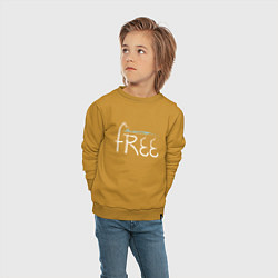 Свитшот хлопковый детский Надпись free с буквой, стилизованной под кран, цвет: горчичный — фото 2