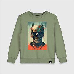 Свитшот хлопковый детский Ai art skull - fantasy, цвет: авокадо