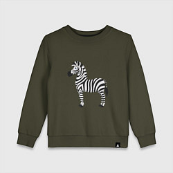 Свитшот хлопковый детский Хорошая веселая зебра, цвет: хаки