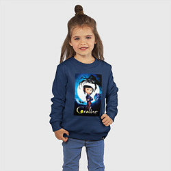 Свитшот хлопковый детский Coraline Jones and cat, цвет: тёмно-синий — фото 2