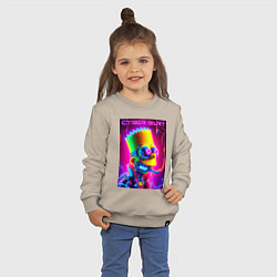 Свитшот хлопковый детский Cyber Bart - neon glow fantasy, цвет: миндальный — фото 2