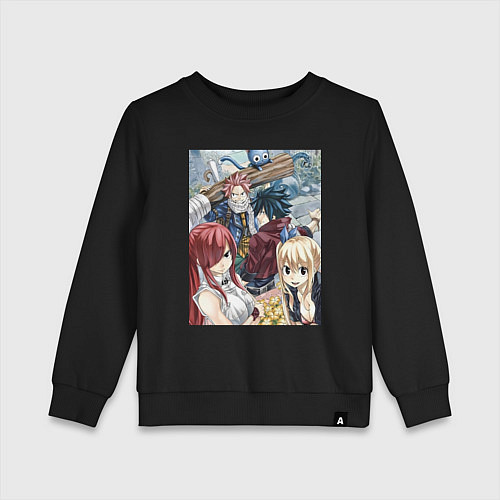 Детский свитшот Хвост Феи Эрза Скарлет Грей Фуллбастер / Черный – фото 1