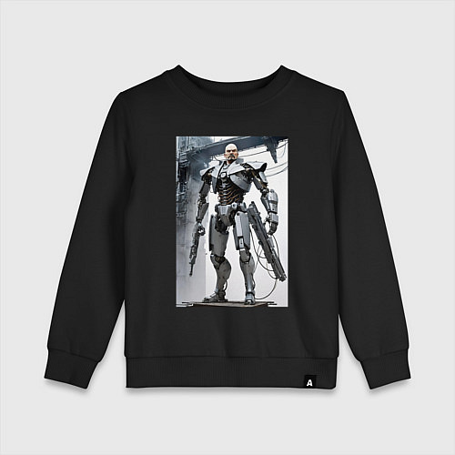 Детский свитшот Ленин робот - киборг ai art / Черный – фото 1