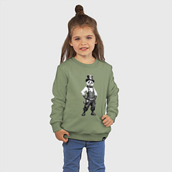 Свитшот хлопковый детский Панда steampunk, цвет: авокадо — фото 2