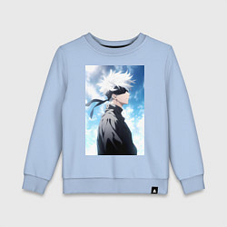 Свитшот хлопковый детский Магическая битва Сатору Годзё в повязке, цвет: мягкое небо