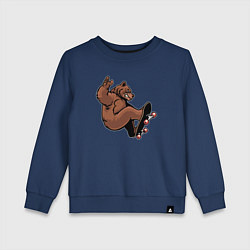 Свитшот хлопковый детский Мишка скейтер, цвет: тёмно-синий