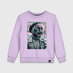 Свитшот хлопковый детский Чувак модная пантера из Нью-Йорка, цвет: лаванда