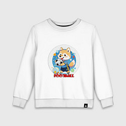 Свитшот хлопковый детский Круглый стикер футболист, цвет: белый