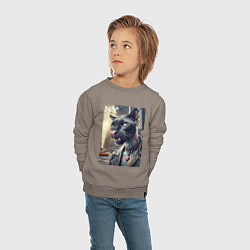 Свитшот хлопковый детский Cool dude panther from New York - ai art, цвет: утренний латте — фото 2