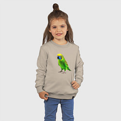 Свитшот хлопковый детский Зеленый попугай, цвет: миндальный — фото 2