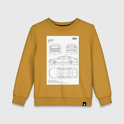 Свитшот хлопковый детский Audi A8, цвет: горчичный