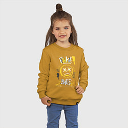Свитшот хлопковый детский Фальшивая улыбка, цвет: горчичный — фото 2
