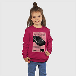 Свитшот хлопковый детский Porsche 911 авто, цвет: маджента — фото 2
