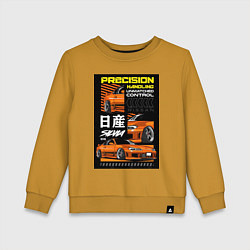 Свитшот хлопковый детский Nissan Silvia авто, цвет: горчичный