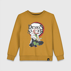 Свитшот хлопковый детский Клинок рассекающий демонов Сабито, цвет: горчичный