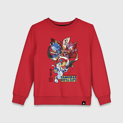 Детский свитшот Samurai pizza cats / Красный – фото 1