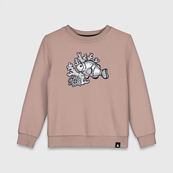Свитшот хлопковый детский Рыбка и кораллы, цвет: пыльно-розовый
