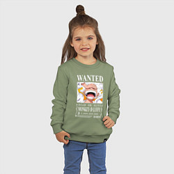 Свитшот хлопковый детский Monkey D Luffy - wanted, цвет: авокадо — фото 2