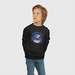 Свитшот хлопковый детский США - орёл свободы, цвет: черный — фото 2