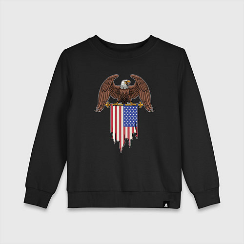 Детский свитшот Орёл с американским флагом / Черный – фото 1