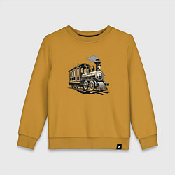 Свитшот хлопковый детский Винтажный поезд 19 века, цвет: горчичный