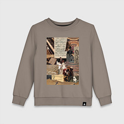 Свитшот хлопковый детский Музыка коллаж ноты, цвет: утренний латте