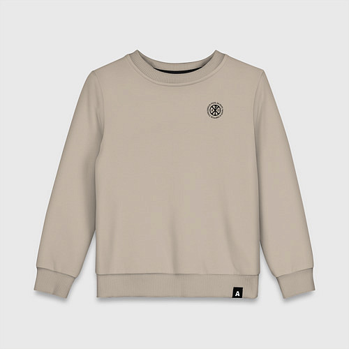 Детский свитшот За веру царя и святую триединую Русь хризма черная / Миндальный – фото 1