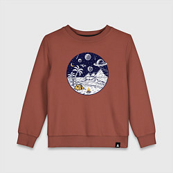Свитшот хлопковый детский Космический остров, цвет: кирпичный