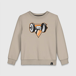 Свитшот хлопковый детский Гантель в руке, цвет: миндальный