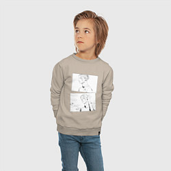 Свитшот хлопковый детский Эмоции Сугуру Гето - Магическая битва, цвет: миндальный — фото 2