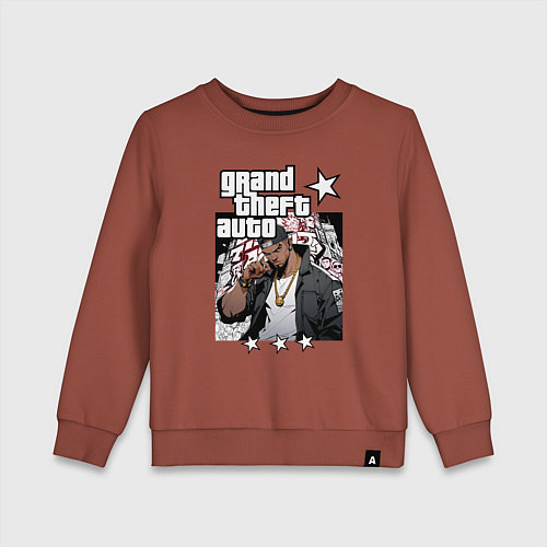 Детский свитшот Темнокожий бандит из GTA 6 / Кирпичный – фото 1